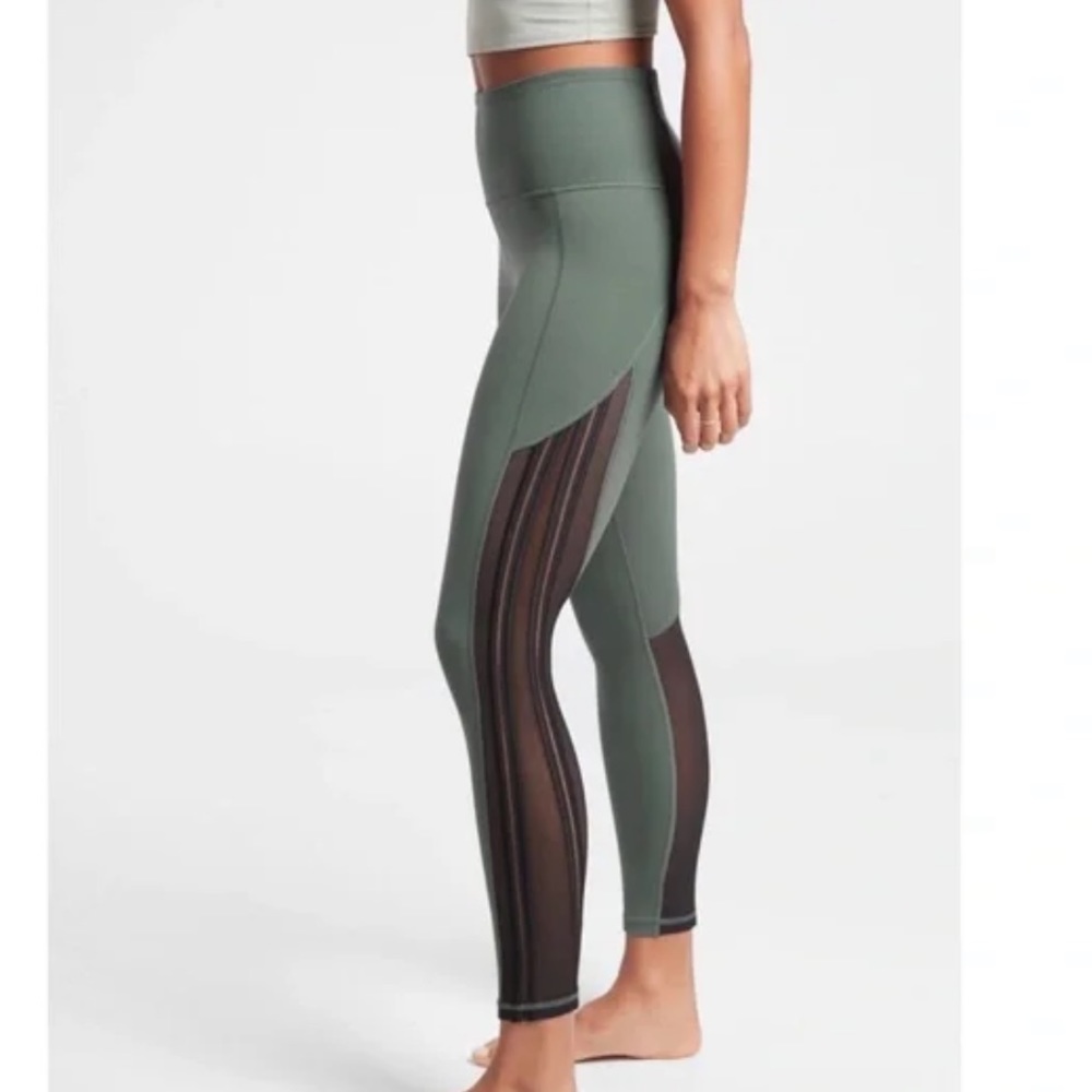 Athleta Shakti High Rise Mesh 7/8 Tight Bali Green XS Petite